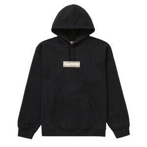 Supreme Black Burberry Block Logo Hoodie - Small
